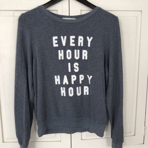 Wildfox Tops - Wildfox Sweatshirt Baggy Beach Jumper XS Happy Hour